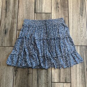 Floral Blue Tiered Skirt